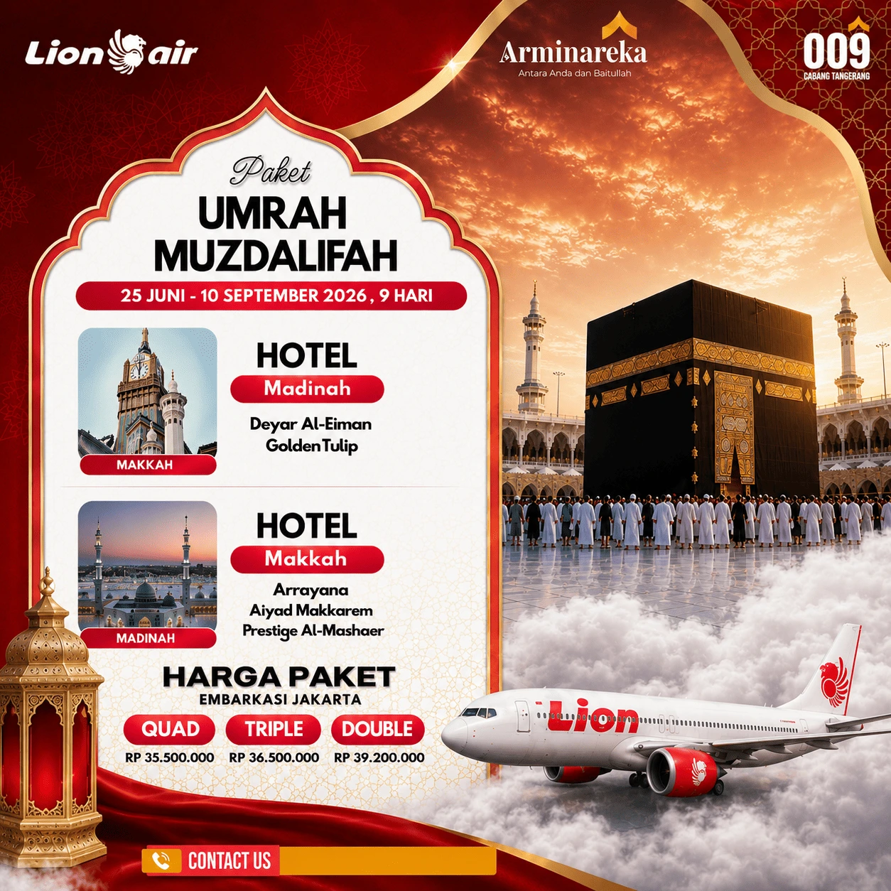umroh muzdalifah 9 hari - lion